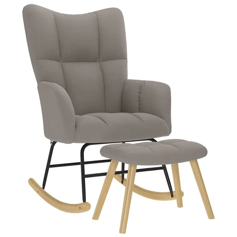 Schaukelstuhl mit Fußhocker Taupe fabric