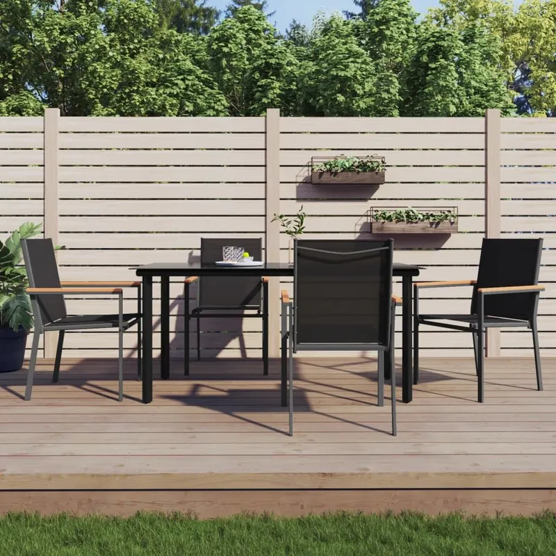 5-tlg. Garten-Essgruppe Schwarz Textilene und Stahl