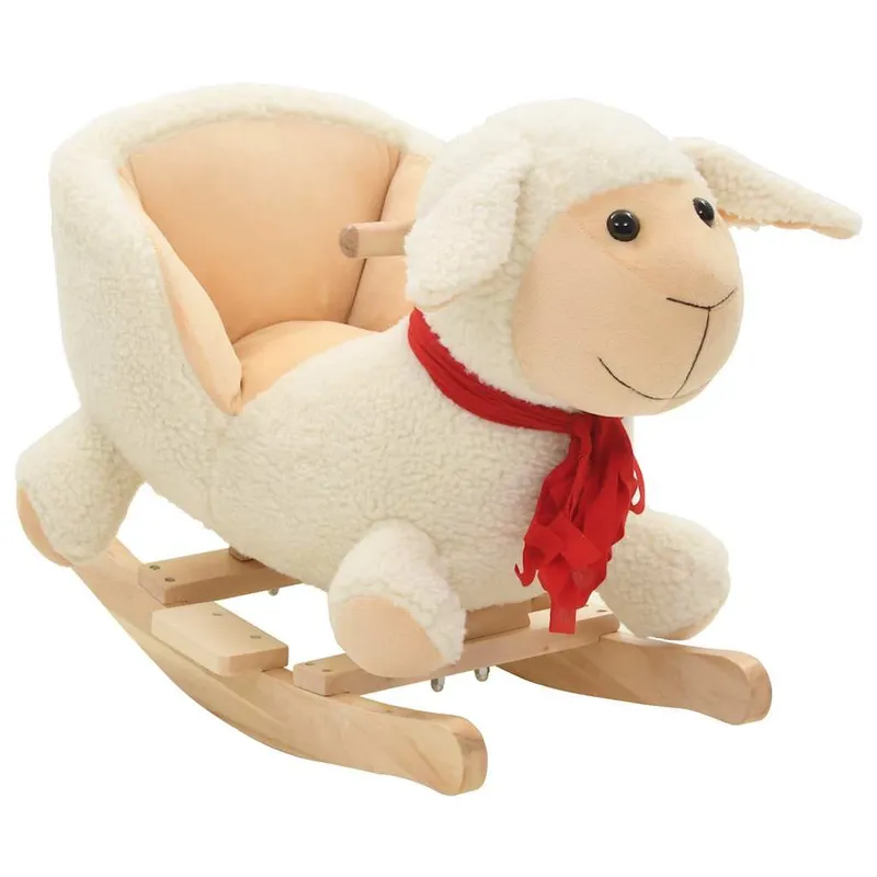 Schaukeltier Schaf mit Rückenlehne Plüsch 60x32x50 cm white