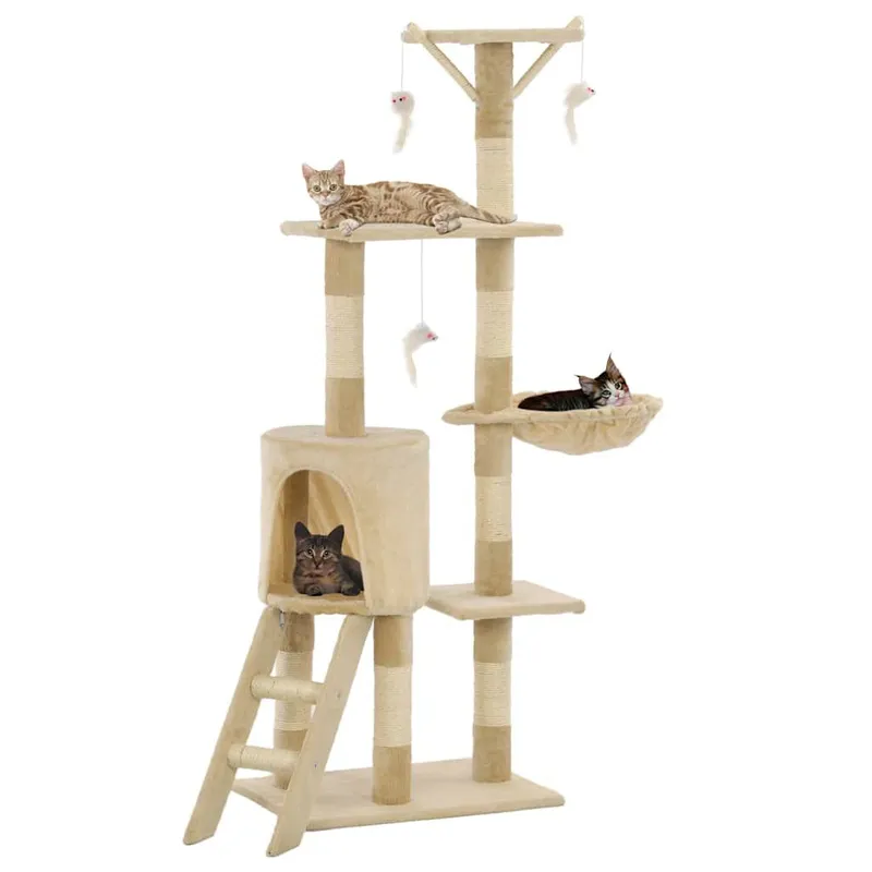 Katzen-Kratzbaum con Sisal-Säulen 138 cm beige