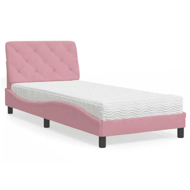 Bett con Matratze Rosa 90x200 cm Samt