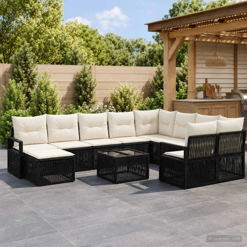 Gartensofa-set 11 stk. black Poly-Rattan