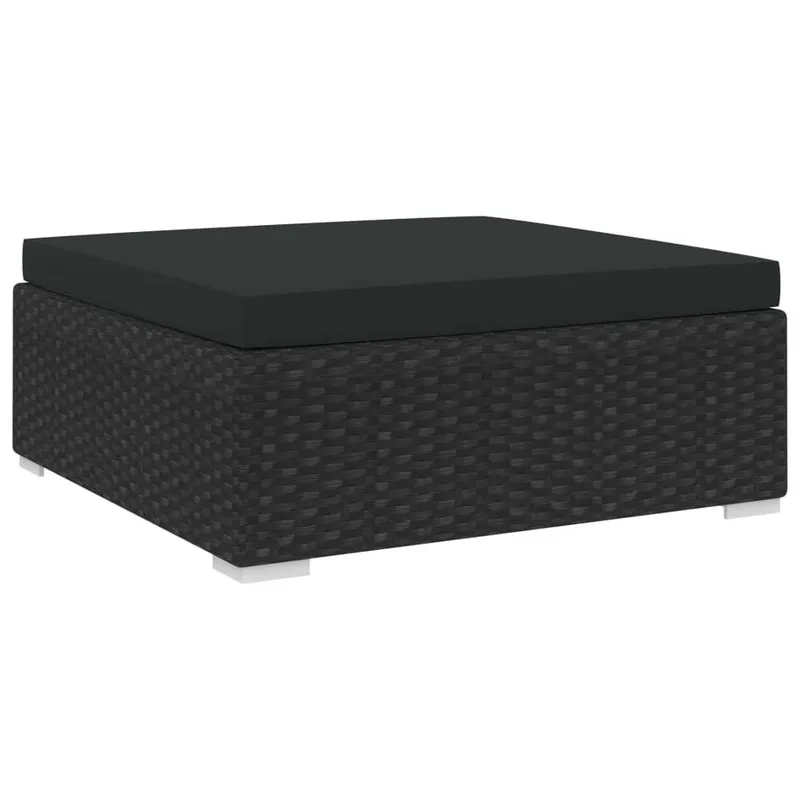 Modular-Fußhocker 1 Stk. con Kissen Poly-Rattan nero