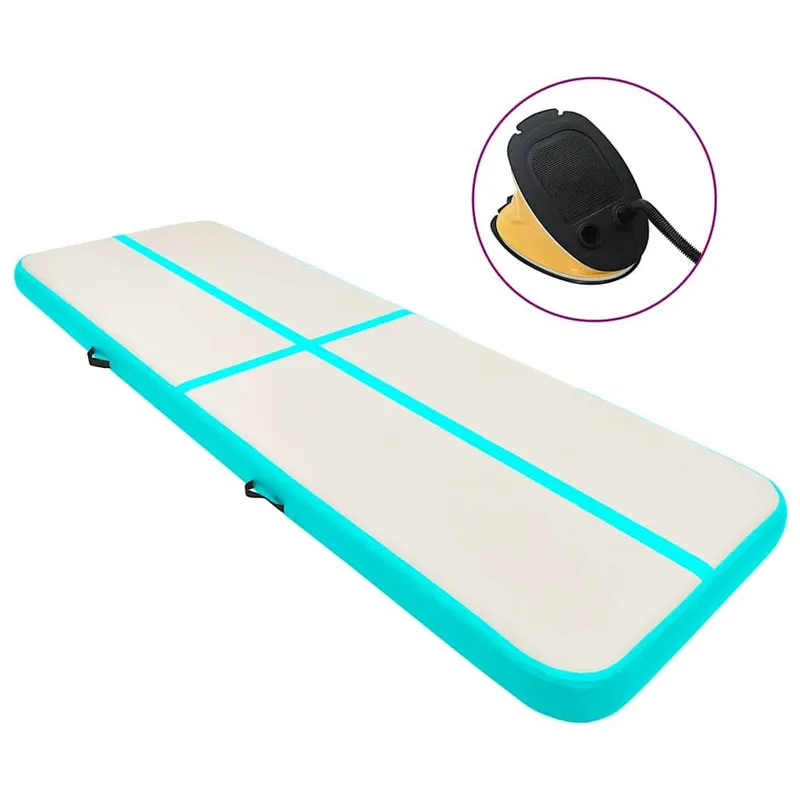 Aufblasbare Gymnastikmatte mit Pumpe 800x100x15 cm PVC Grün