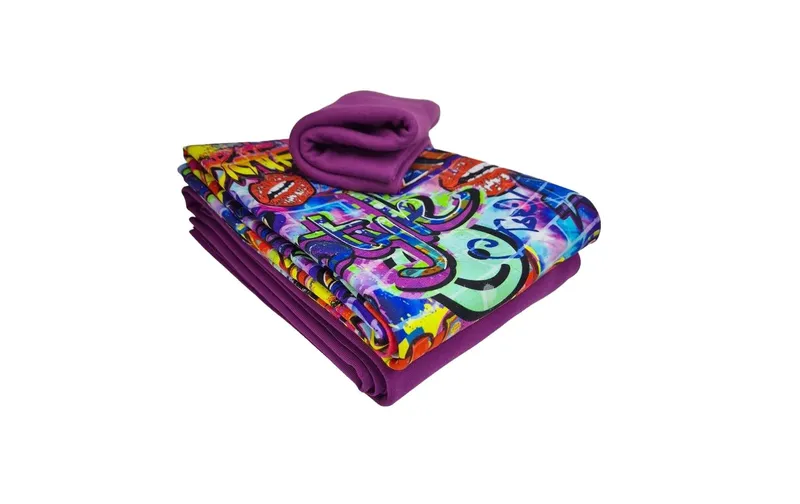 tissue tissu French Terry Graffiti love 3-teilig, Violett, 2 x 1 m