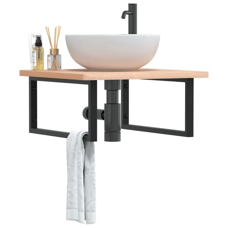 lavaboscaffale Wandmontage acciaio e legno massiccio Buche