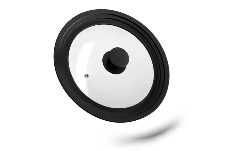 relaxdays Topfdeckel avec Silikonrand pour Ø 22-26 cm, noir