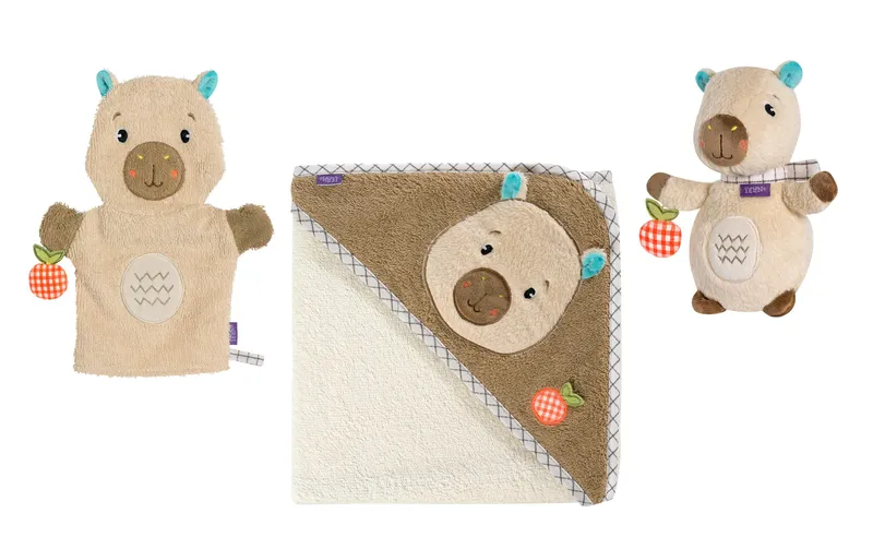fehn Bade-Set «Capybara Clara» Kapuzenbadetuch