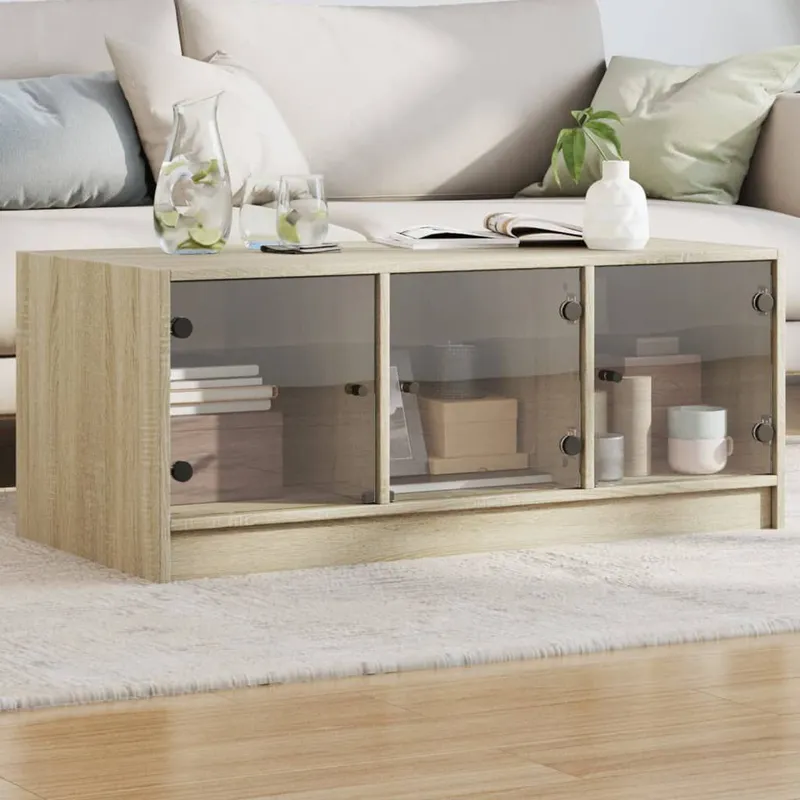 Couchtisch con Glastüren Sonoma-Eiche 102x50x42 cm
