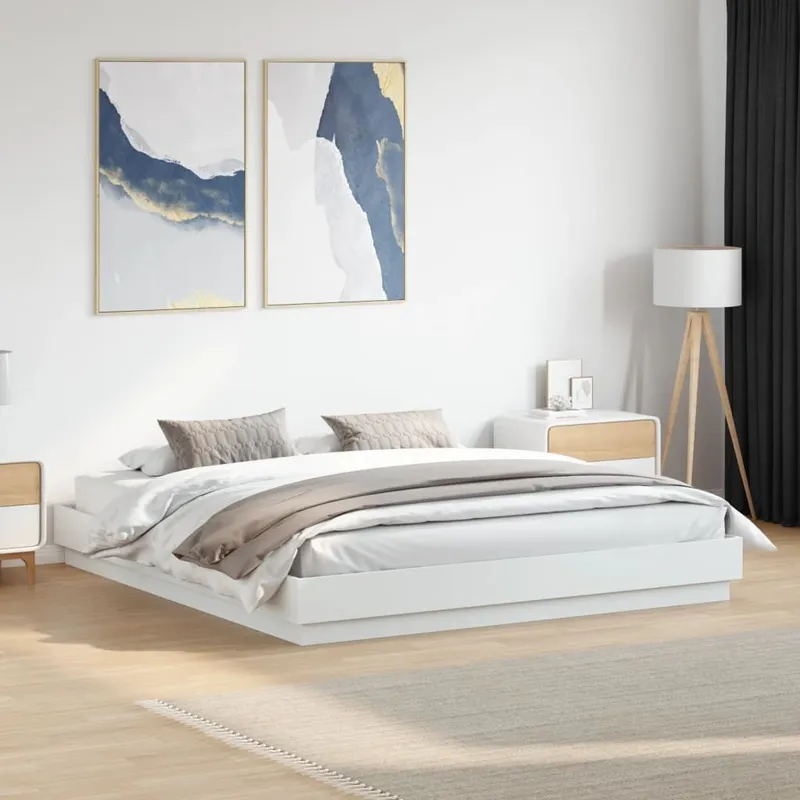 Bettgestell bianco 200x200 cm derivato del legno