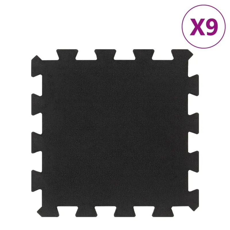 Bodenfliesen aus Gummi 9 Stk. black 16 mm 30x30 cm