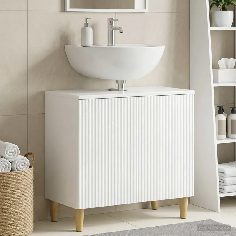 Meuble sous Lavabo de Salle de Bain ARNHEM Blanc brillant