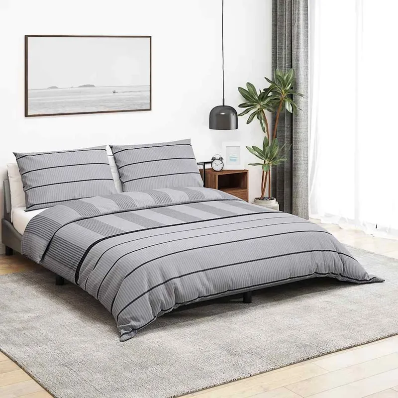 Bettwäsche-Set Grau 155x220 cm Baumwolle