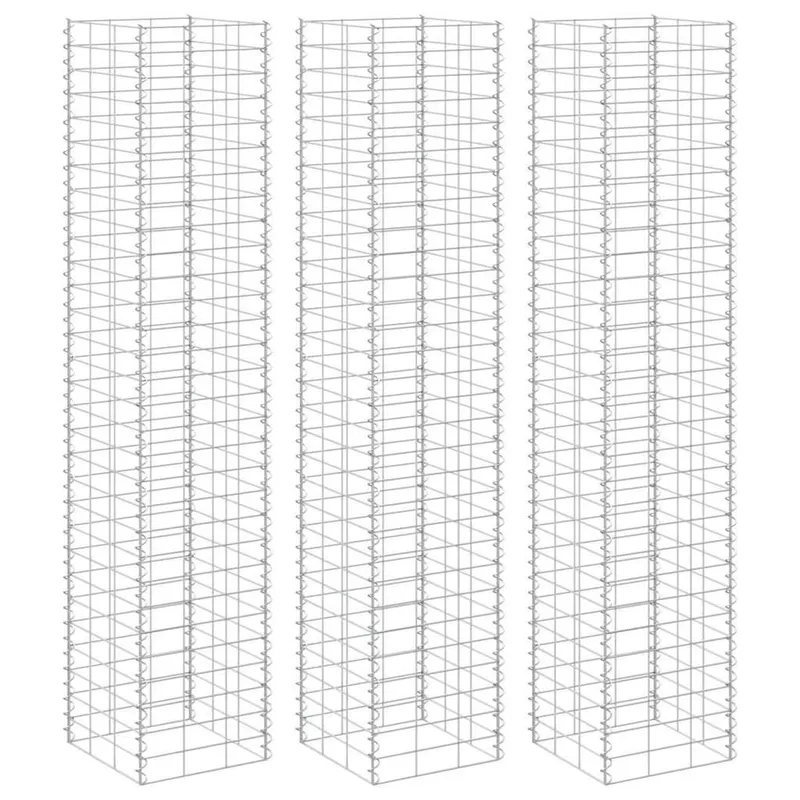 Gabionen-Hochbeete 3 Stk. 30x30x200 cm Eisen