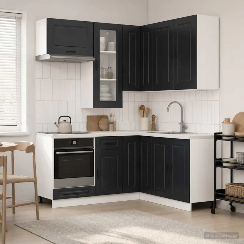 Kücheneinheit KALMAR 8 stk. Schwarz Holzwerkstoff