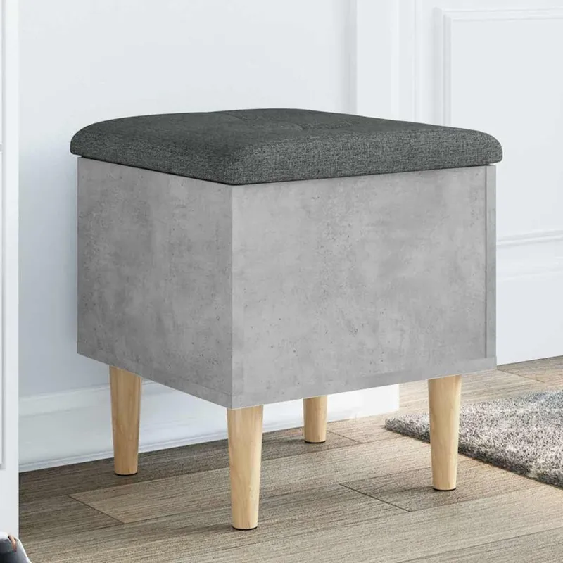 Sitzbank mit Stauraum Betongrau 42x42x46 cm derivato del legno