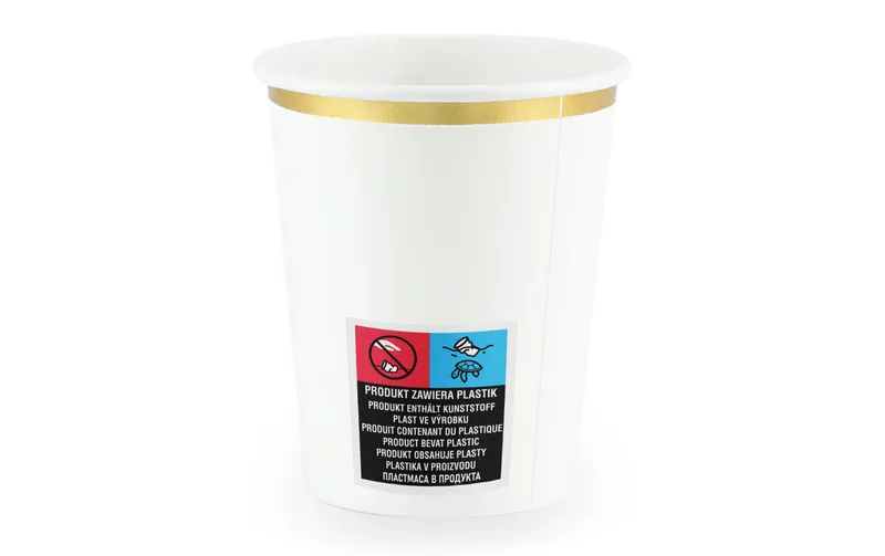 Partydeco Einwegbecher 260 ml, 6 Stück, Weiss