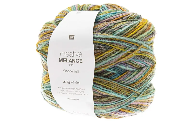 Rico Design Wolle Melange 200 g, Türkis, Flieder