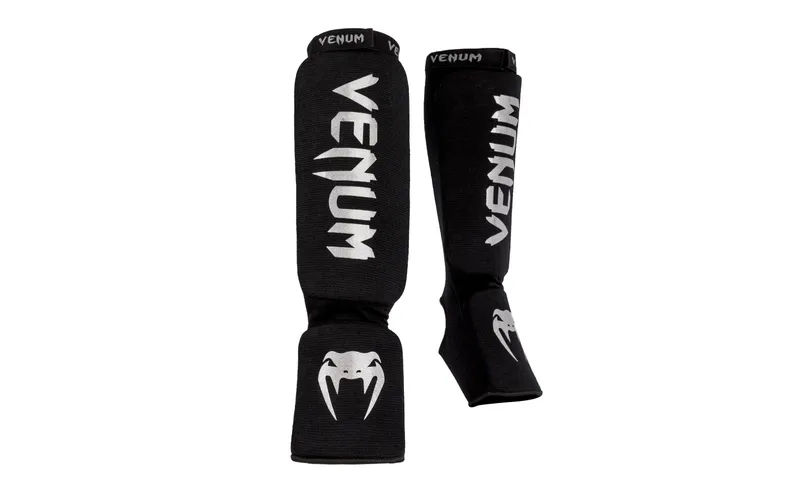 Venum Kontact Shin Guards Schwarz/Silber, L