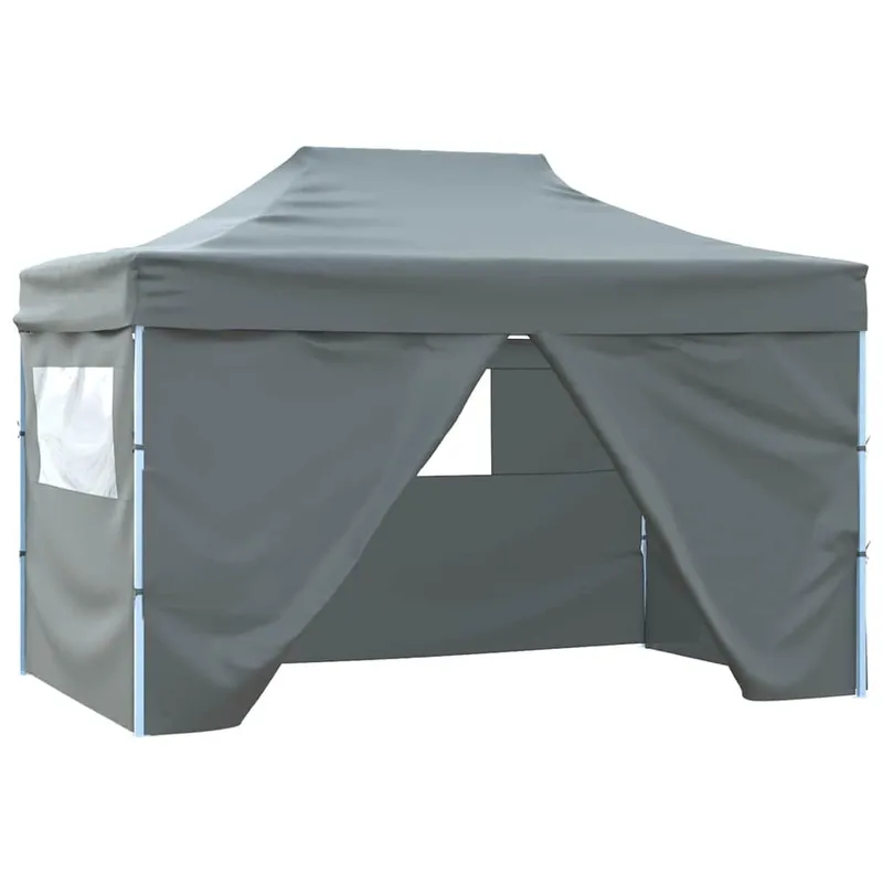Faltzelt Pop-Up mit 4 Seitenwänden 3 x 4,5 m antracite