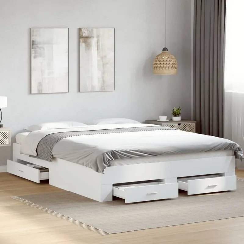 Bettgestell mit Schubladen bianco 160x200 cm derivato del legno