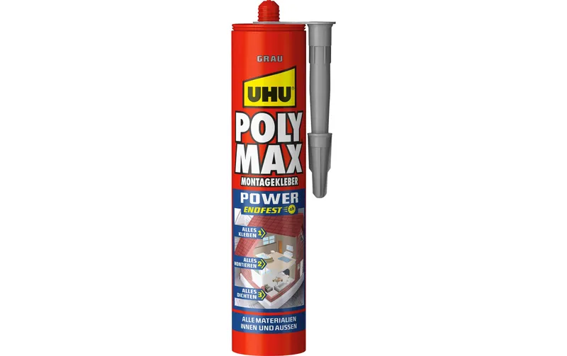 UHU Montagekleber Poly Max Power 425 ml, Grau