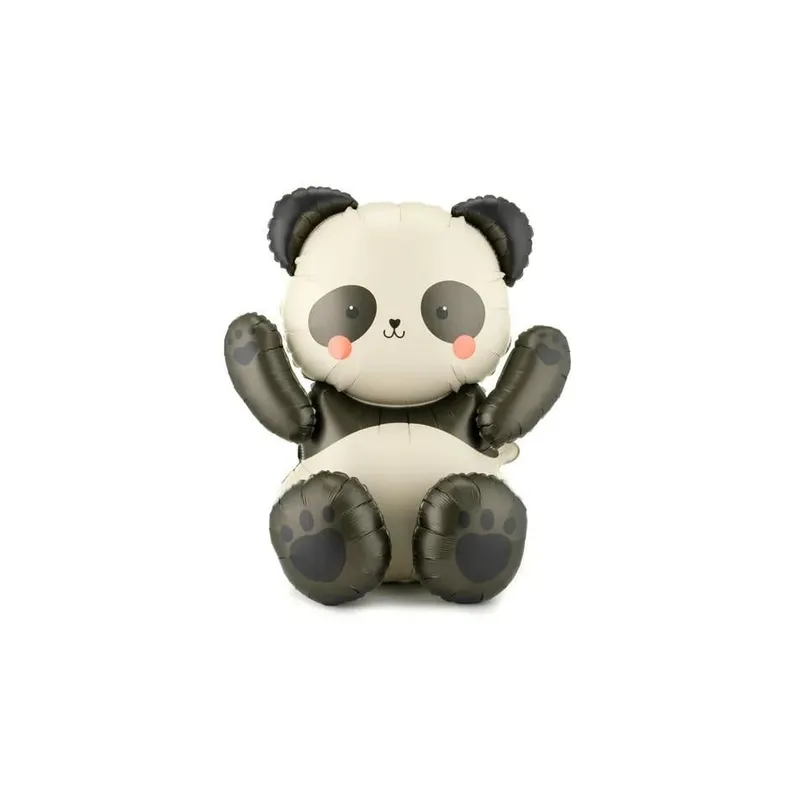 Partydeco PartyDeco Ballon aluminium Panda Noir/Blanc