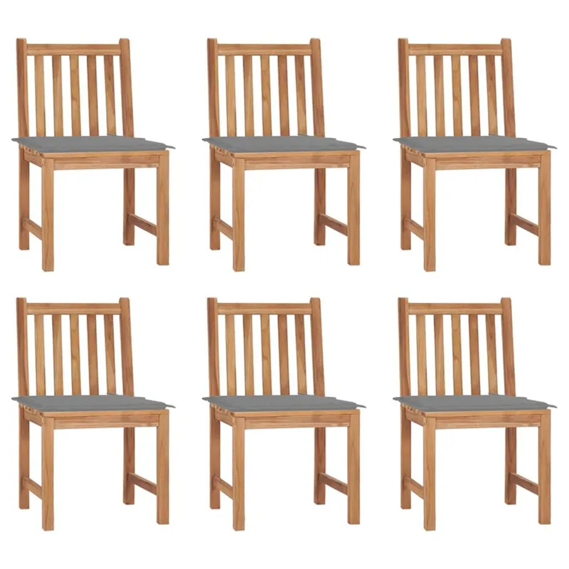Gartenstühle 6 pz. con cuscini legno massiccio Teak