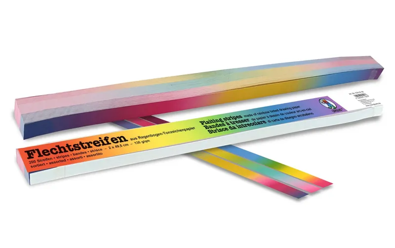 URSUS Bastelpapier Flechtstreifen 2 x 49.5 cm, 200 pezzi, Rainbow