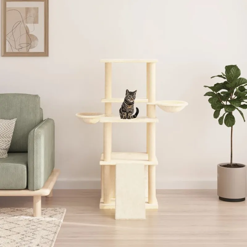 Kratzbaum con Sisal-Kratzsäulen crema 133 cm