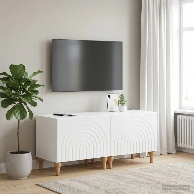 Meuble TV Blanc brillant Bois d'ingénierie