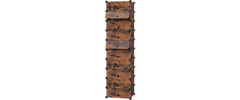 Songmics Schuhboxen mit 10 Ablagen 31 x 173 cm, Braun