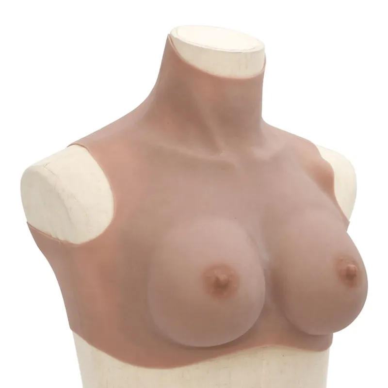Plastron en silicone marron pâle coupe D