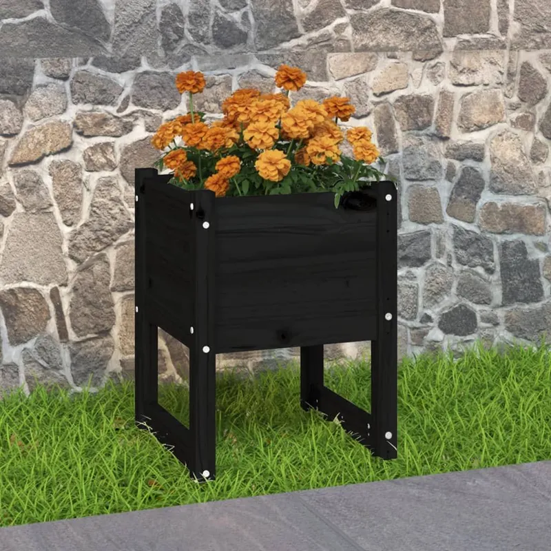 vaso nero 40x40x52,5 cm legno massiccio pino