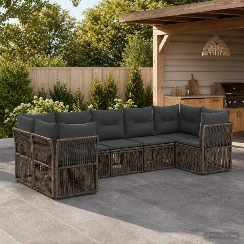 Gartensofa-set 7 stk. 7-Sitzanzahl grey Poly-Rattan
