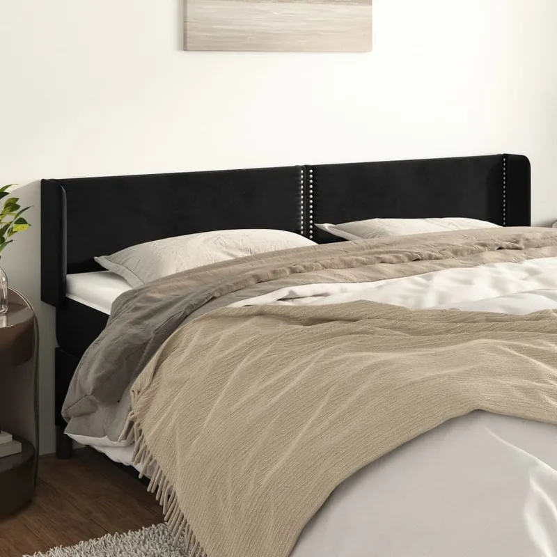 Kopfteil mit Ohren nero 203x16x78/88 cm Samt