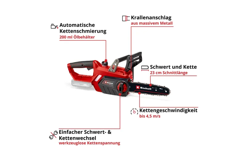 Einhell Akku-Kettensäge GE-LC 18 Li Solo
