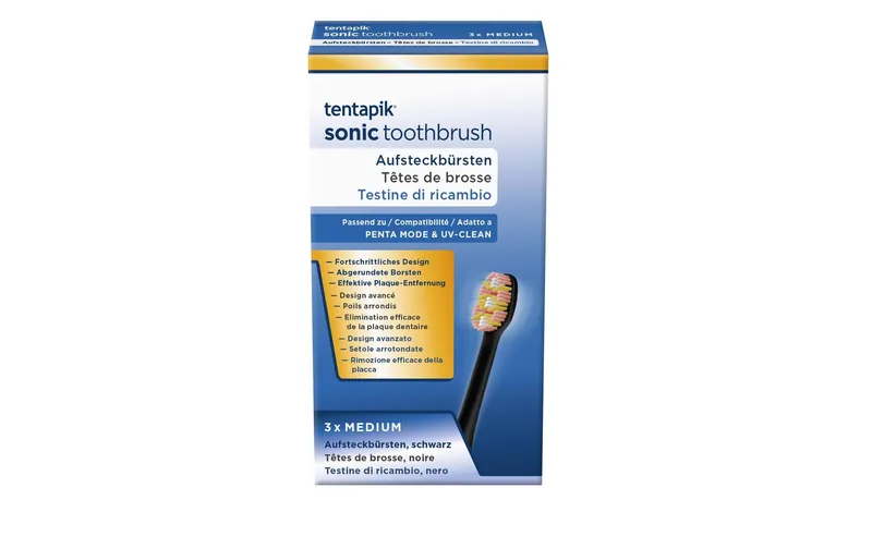 Tentapik Zahnbürstenkopf Medium noir, 3 pièces