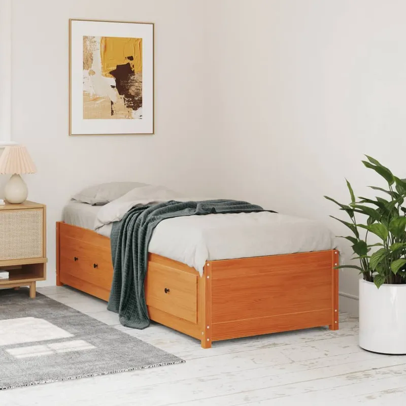 divano letto senza materasso marrone cerato 75x190 cm legno massiccio pino