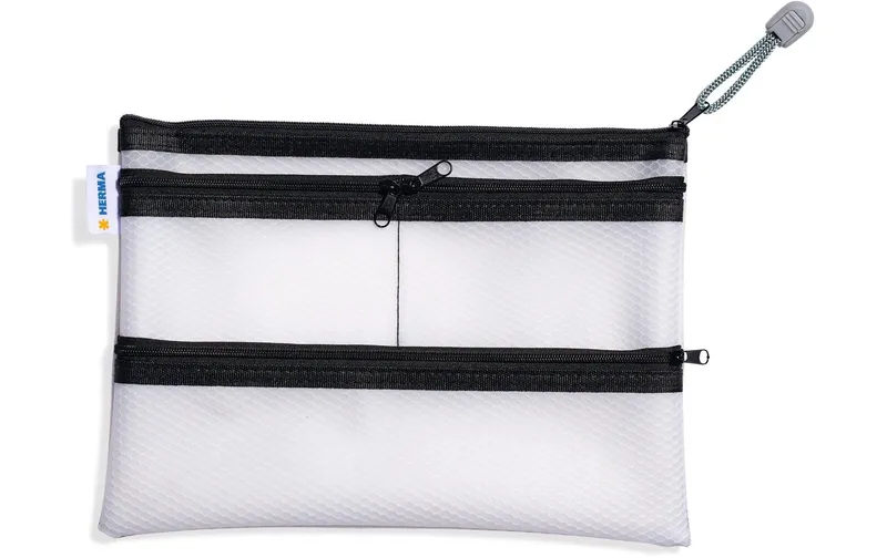 HERMA Etui Mesh Bag A5, 14 x 21.7 cm, noir/blanc
