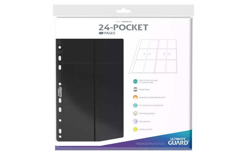 Ultimate Guard ring binder-Einlagen 24-Pocket QuadRow Pages black 10 Stk.