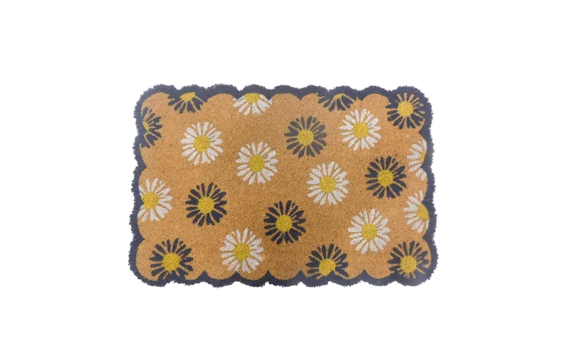 relaxdays Fussmatte Blumen 60 x 40 cm blu/naturale