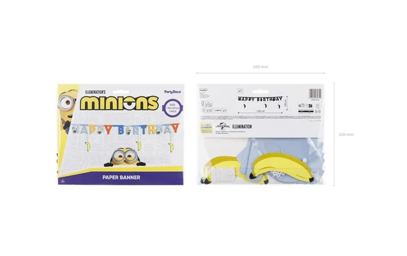 Partydeco PartyDeco Happy Birthday Banner Minions 1.53 m, multicolour