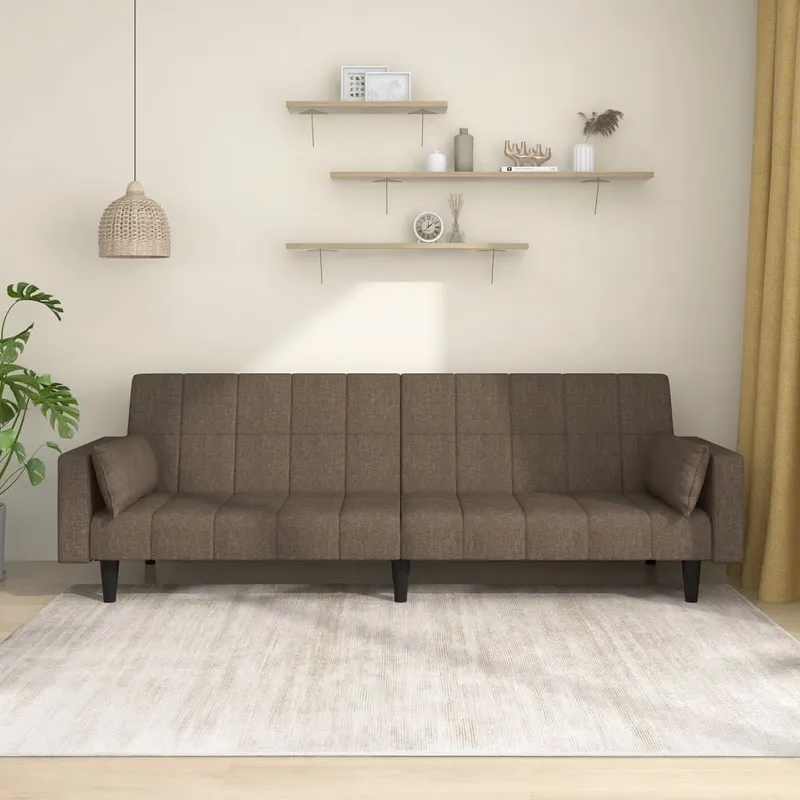 Schlafsofa 2-Sitzer mit 2 Kissen Taupe tessuto