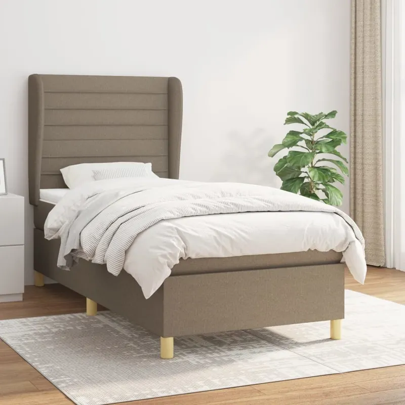 letto boxspring mit Matratze Taupe 80x200 cm tessuto
