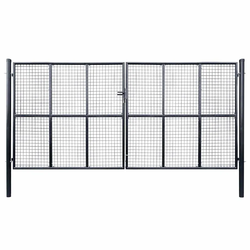 Maschen-Gartentor verzinkter Stahl 400 x 200 cm Grau