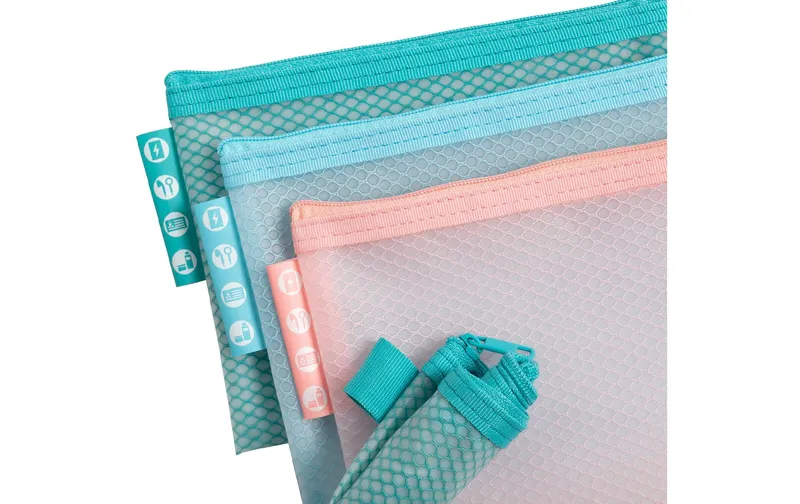 Exacompta EVA Chromaline Mesh Bag A6, 3-er Set, Farben assortiert