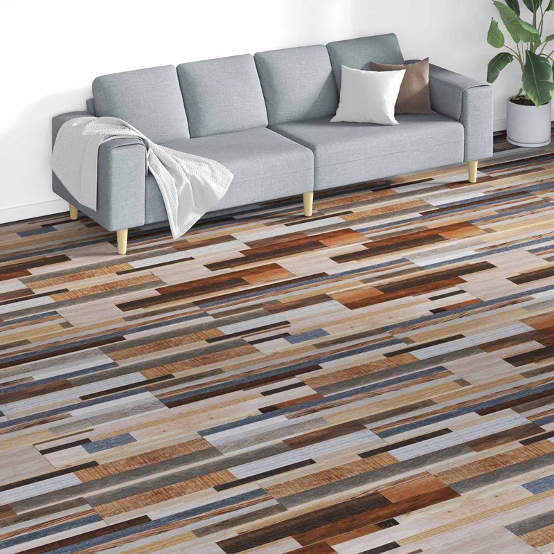 Planches de sol Multicolore 5,26 m² 18 pièces PVC
