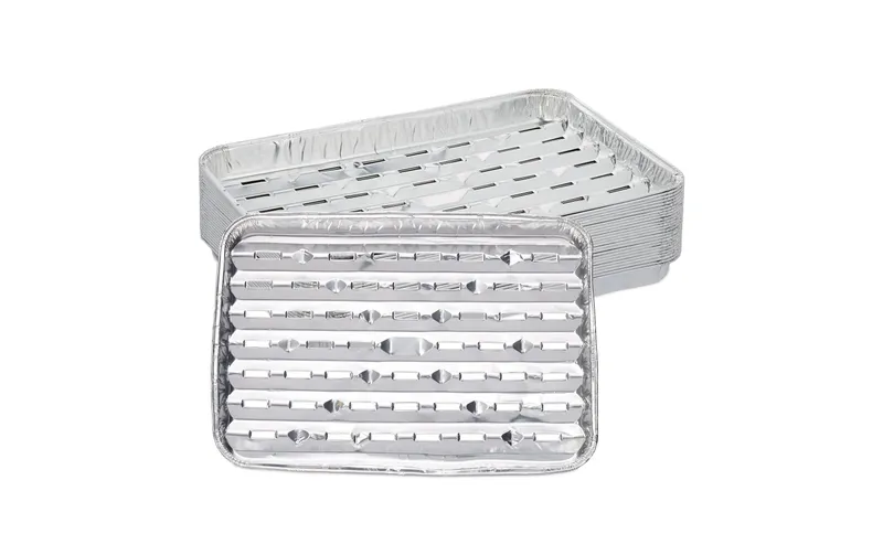 relaxdays Grillschalen Eckig, Aluminium, 25er Set, Silber, 34 x 22 cm