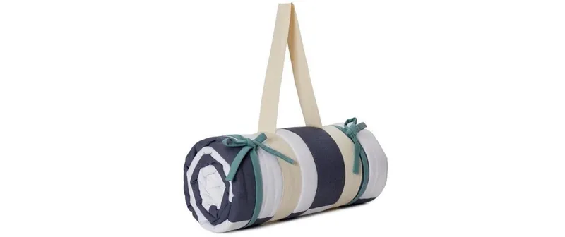 Urbanara Picknickdecke Tamina 180 x 120 cm - Blaugrau / Naturweiss